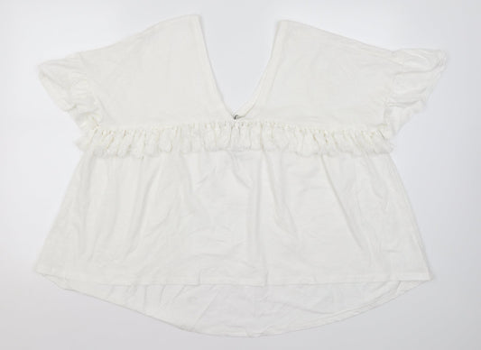 Zara Womens White  Cotton Basic Blouse Size S