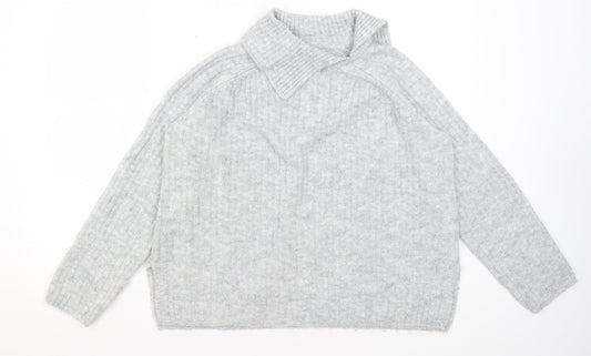 Very Womens Grey Roll Neck  Acrylic Pullover Jumper Size 10
