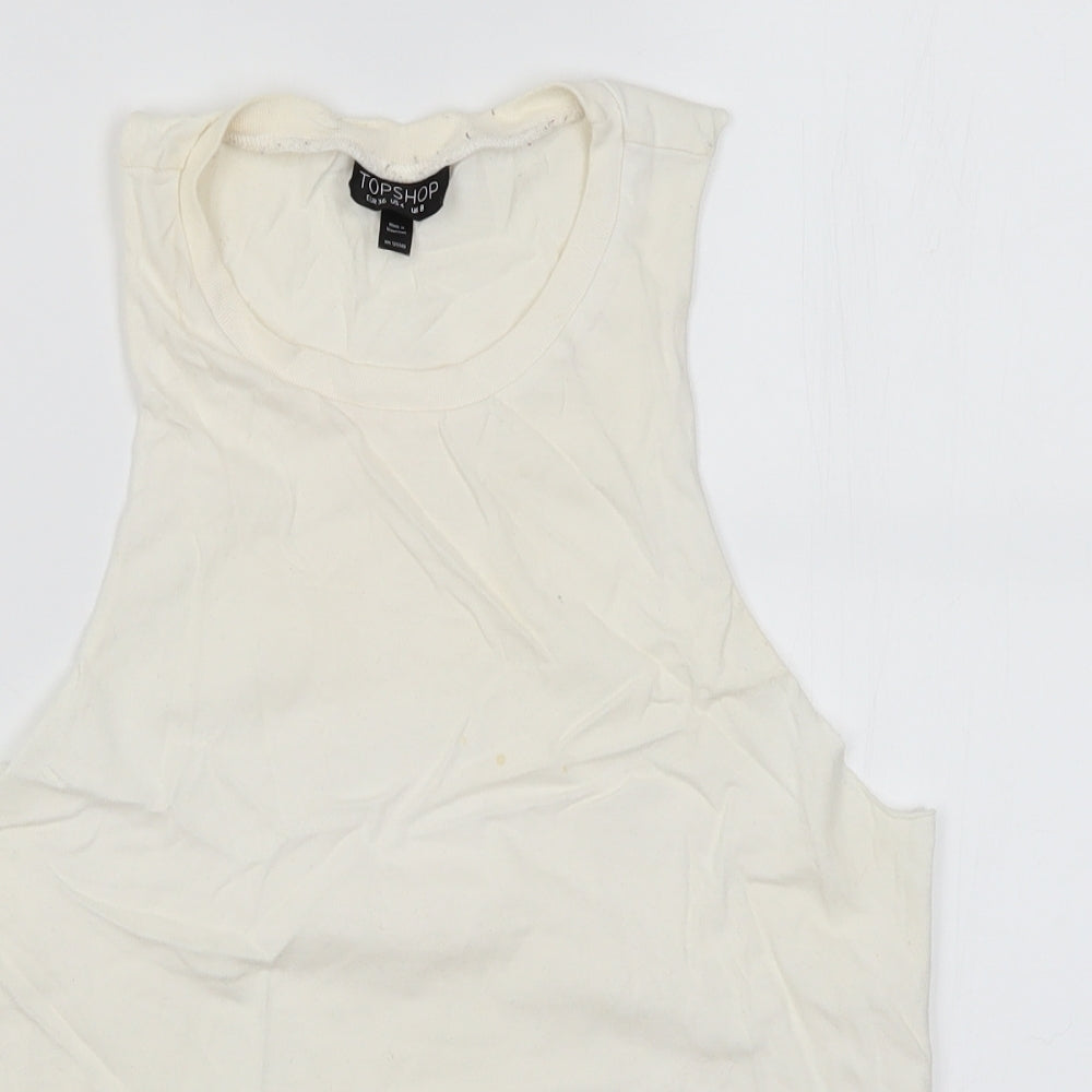 Toshop Womens Ivory  Cotton Basic Tank Size 8