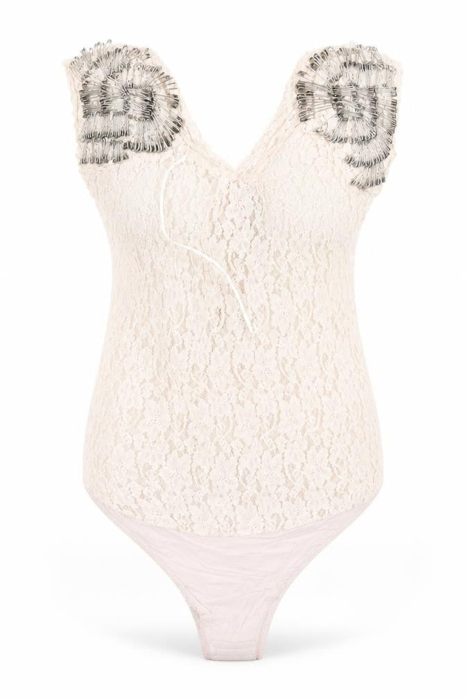 River Island Womens Beige  Viscose Bodysuit One-Piece Size 8