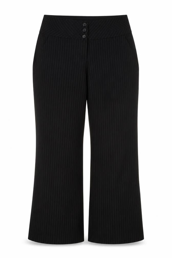 F&F Womens Black Striped Polyester Dress Pants Trousers Size 12 L28.5 in Regular
