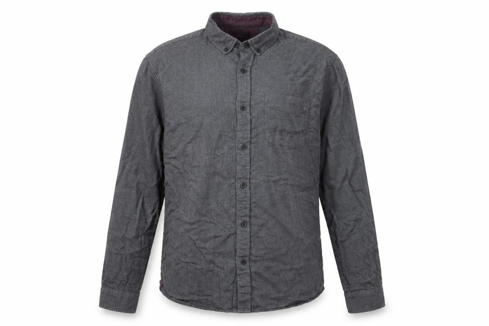 Easy Mens Grey  Cotton  Button-Up Size M