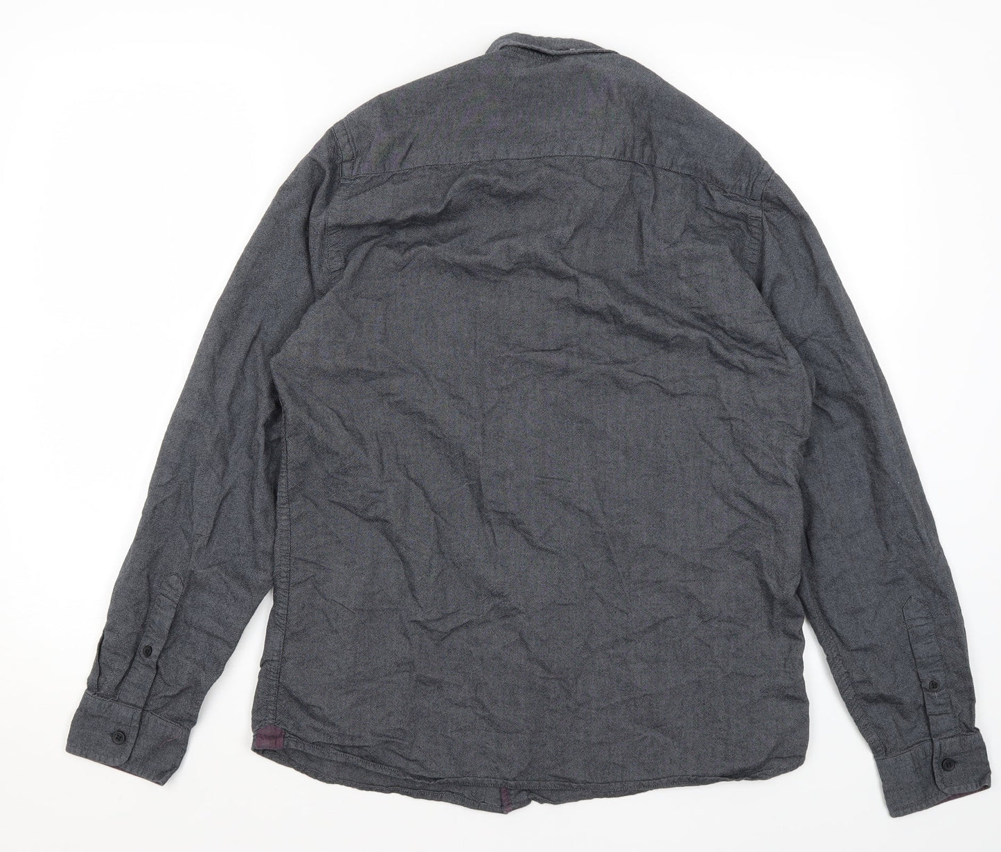Easy Mens Grey  Cotton  Button-Up Size M