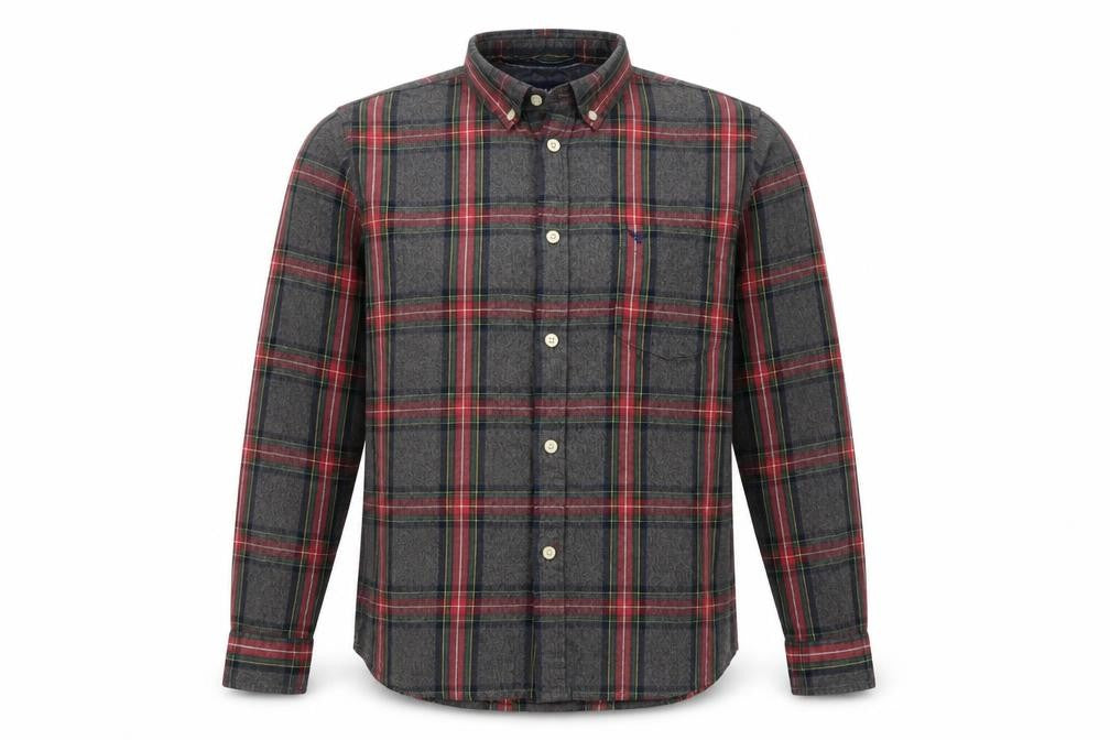 Morley Mens Grey Plaid Cotton  Button-Up Size M