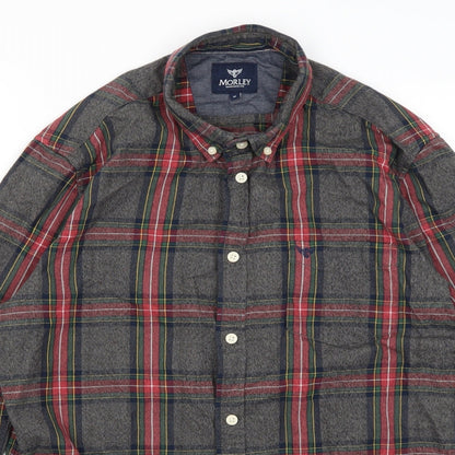 Morley Mens Grey Plaid Cotton  Button-Up Size M