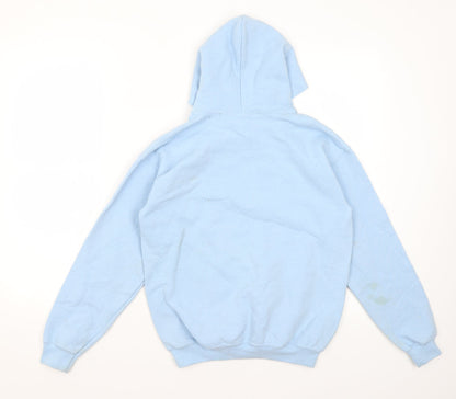 Preloved Gildan Girls Blue  Cotton Pullover Hoodie Size L - Back