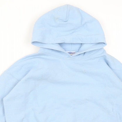 Preloved Gildan Girls Blue  Cotton Pullover Hoodie Size L - Detail