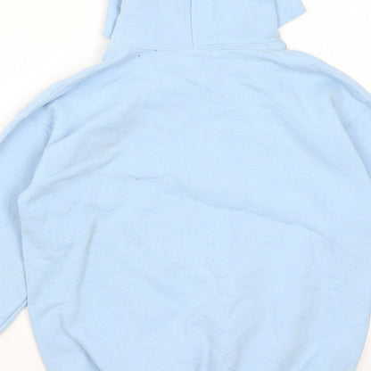 Preloved Gildan Girls Blue  Cotton Pullover Hoodie Size L - Label
