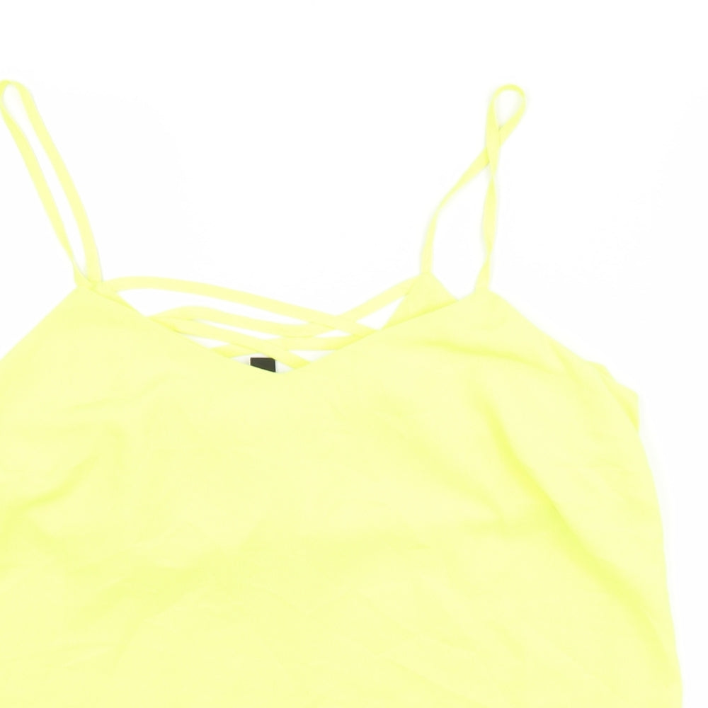 New Look Womens Yellow  Polyester Basic Tank Size 10