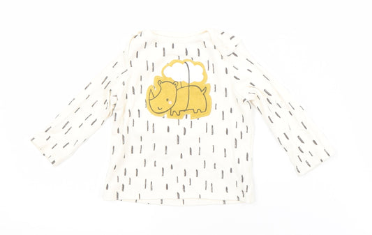 F&F Baby White Spotted Cotton Basic T-Shirt Size 3-6 Months