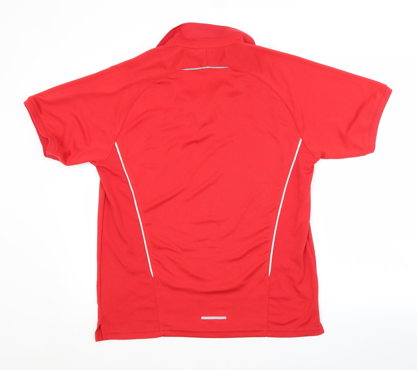 Preworn Mens Red  Polyester Jersey Casual Size 38 Collared