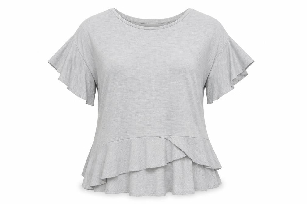 Papaya Womens Grey  Polyester Basic Blouse Size 8 Crew Neck
