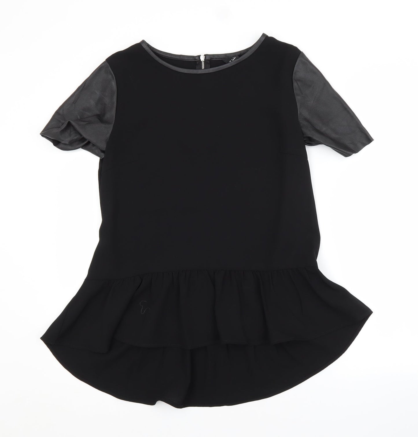 H&M Womens Black  Polyester Basic Blouse Size 10 Crew Neck