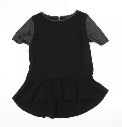 H&M Womens Black  Polyester Basic Blouse Size 10 Crew Neck