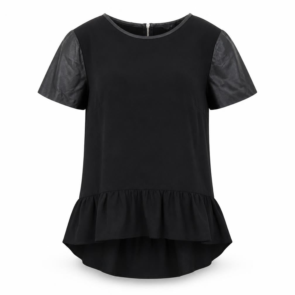 H&M Womens Black  Polyester Basic Blouse Size 10 Crew Neck