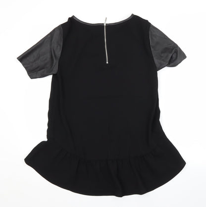 H&M Womens Black  Polyester Basic Blouse Size 10 Crew Neck