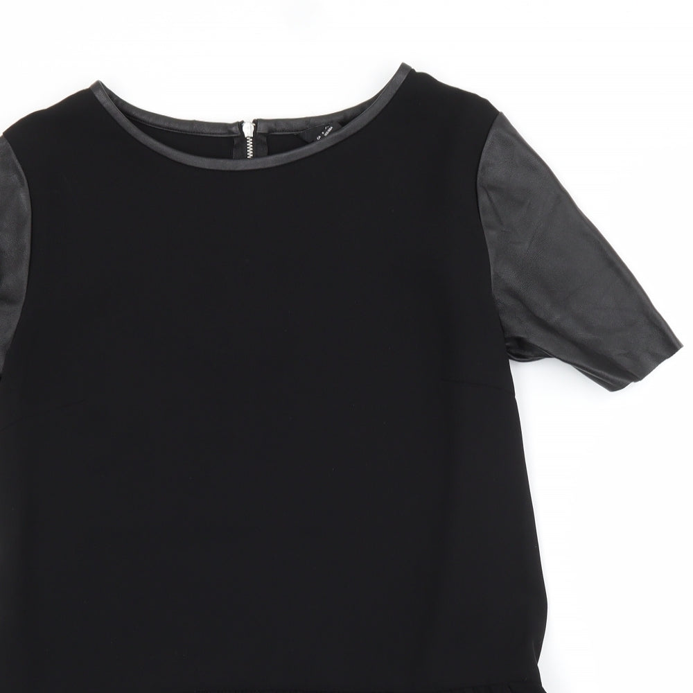 H&M Womens Black  Polyester Basic Blouse Size 10 Crew Neck