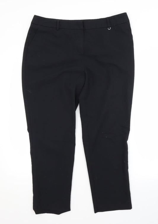 Dorothy Perkins Womens Black  Polyester Trousers  Size 14 L25 in Regular