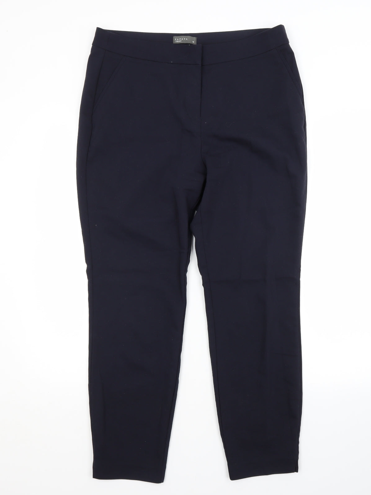Papaya Womens Blue  Polyester Trousers  Size 14 L26 in Regular