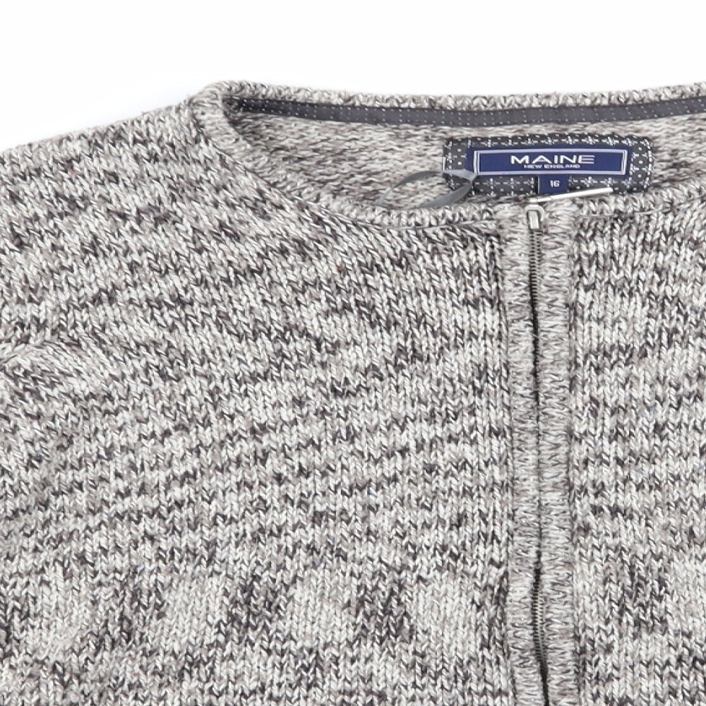 Maine Womens Brown Round Neck  Acrylic Cardigan Jumper Size 16   - Brown mix