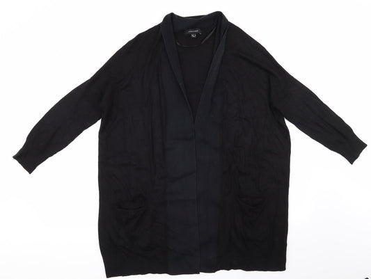 Atmosphere Womens Black V-Neck  Viscose Cardigan Jumper Size 12   - Navy Collar Longline Cardigan