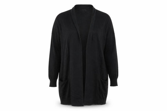 Atmosphere Womens Black V-Neck  Viscose Cardigan Jumper Size 12   - Navy Collar Longline Cardigan