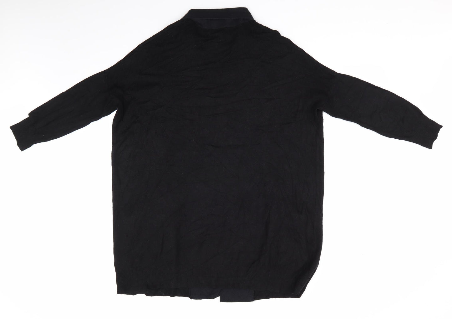 Atmosphere Womens Black V-Neck  Viscose Cardigan Jumper Size 12   - Navy Collar Longline Cardigan