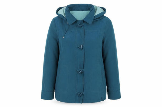 EWM Womens Blue   Anorak Coat Size 14   - Teal Colour Soft Feel Removeable Hood Fleece Lined