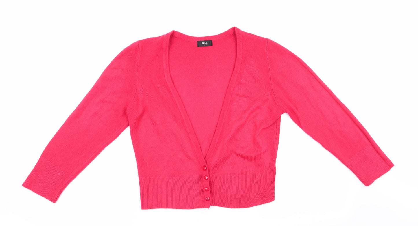 Florence and Fred Womens Red V-Neck  Acrylic Cardigan Jumper Size 12   - Deep V Front
