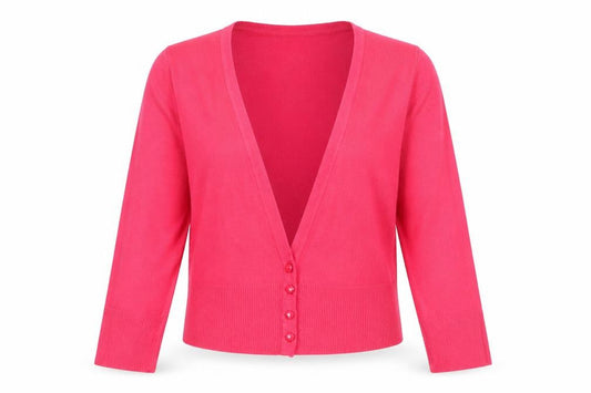 F&F Womens Red V-Neck  Acrylic Cardigan Jumper Size 12   - Deep V Front