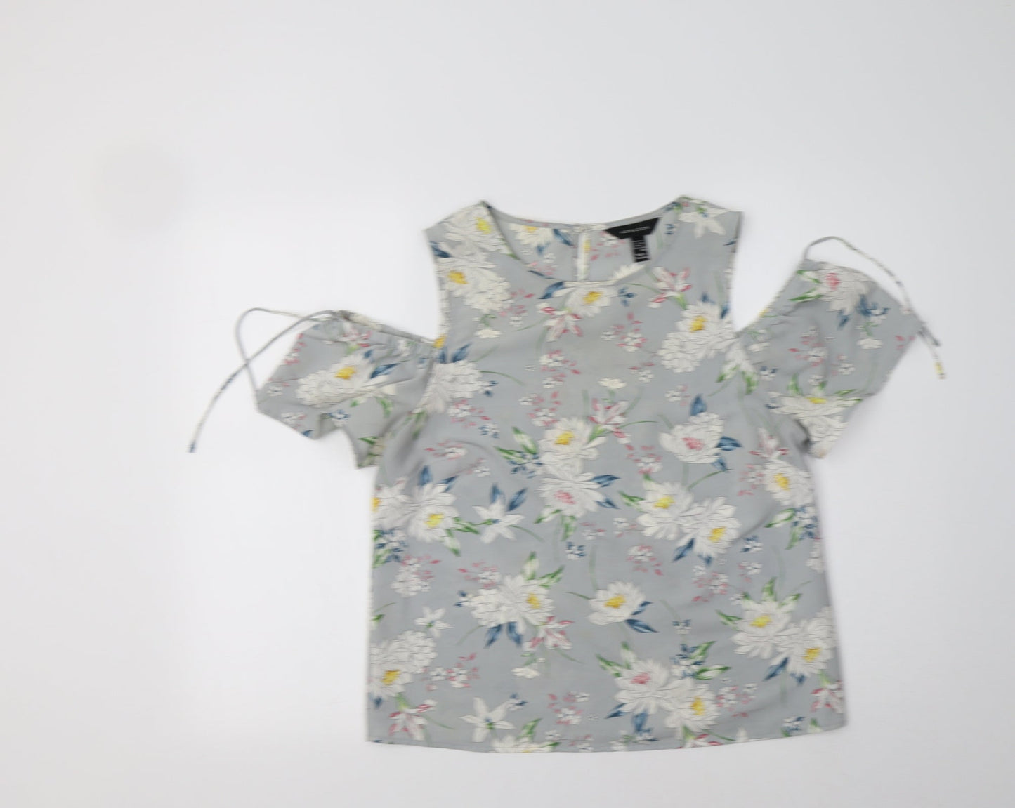 New Look Womens Grey Floral Polyester Basic Blouse Size 10