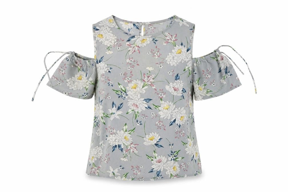 New Look Womens Grey Floral Polyester Basic Blouse Size 10