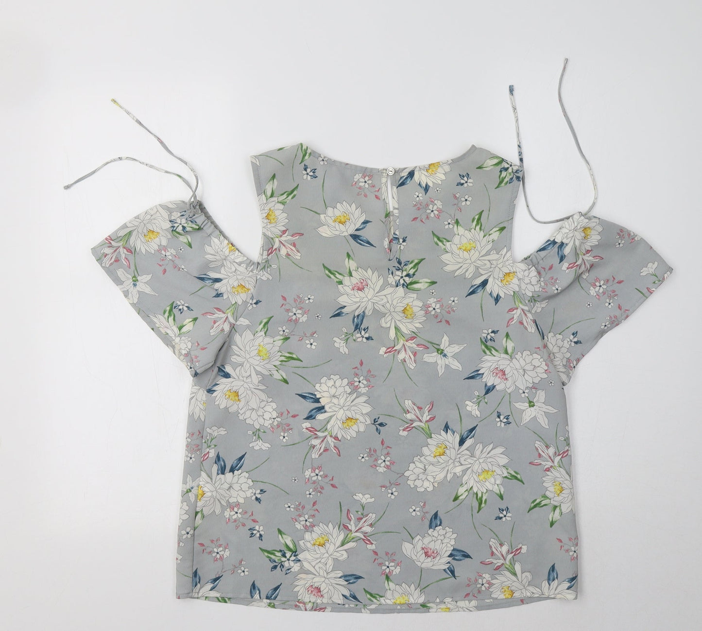 New Look Womens Grey Floral Polyester Basic Blouse Size 10