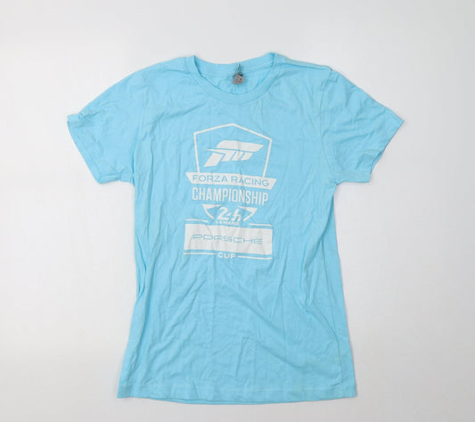 Next Level Womens Blue  Cotton Basic T-Shirt Size M Crew Neck