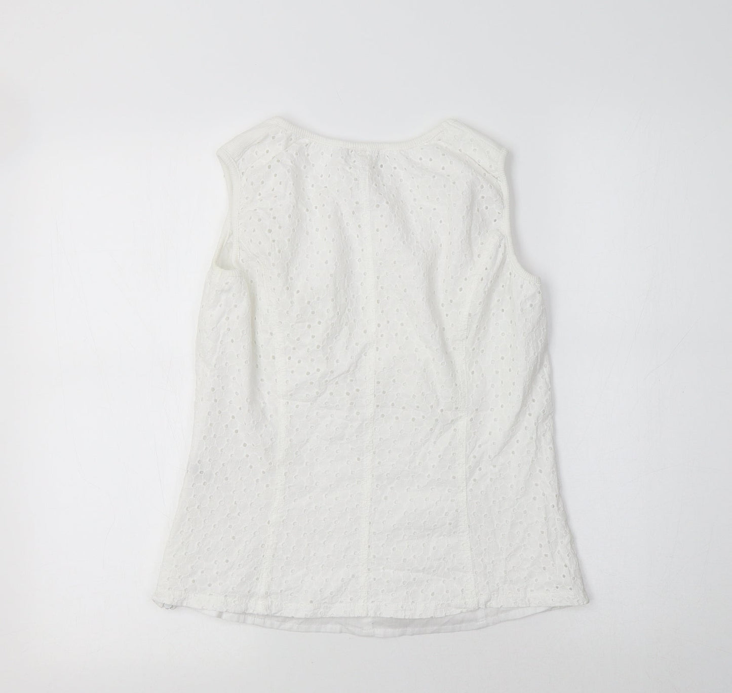 Kapalua Womens White  Cotton Basic Tank Size 10 Scoop Neck
