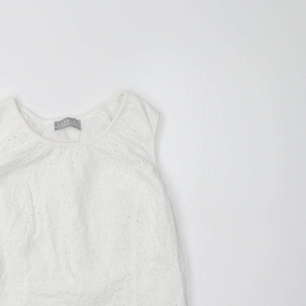 Kapalua Womens White  Cotton Basic Tank Size 10 Scoop Neck