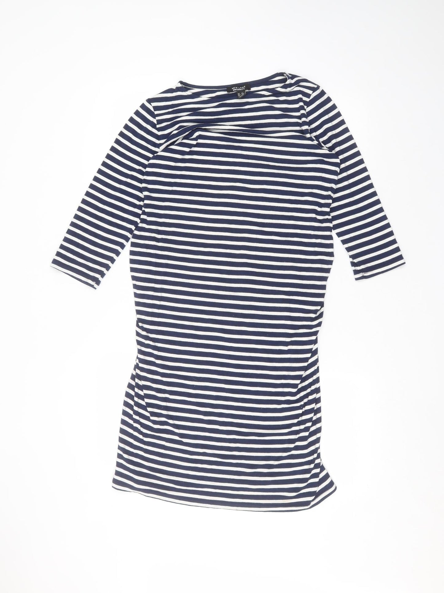 New Look Womens Blue Striped Viscose Basic T-Shirt Size 12