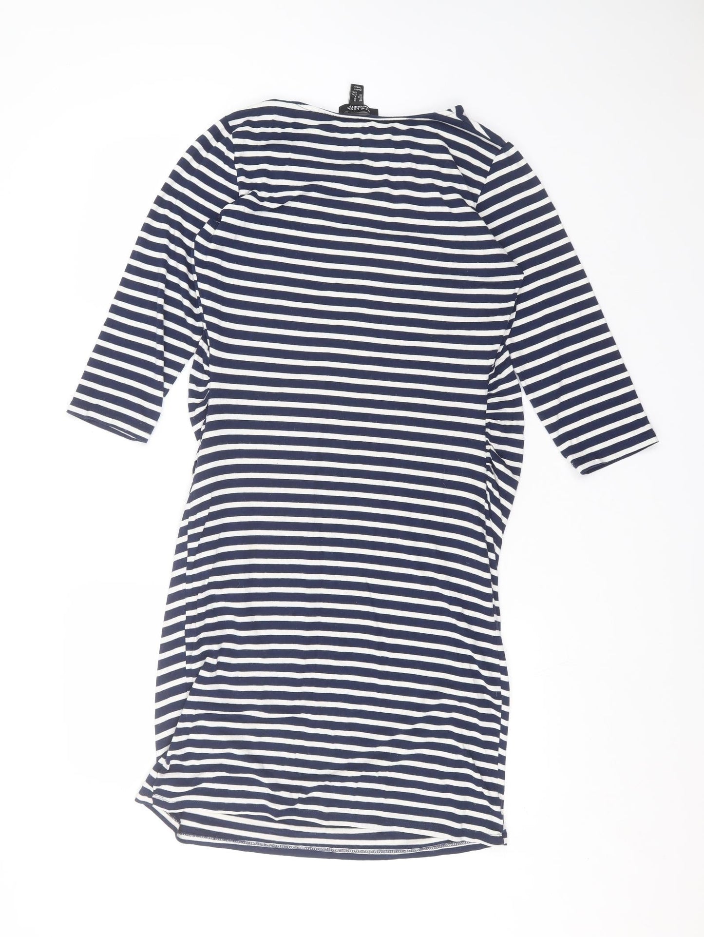 New Look Womens Blue Striped Viscose Basic T-Shirt Size 12