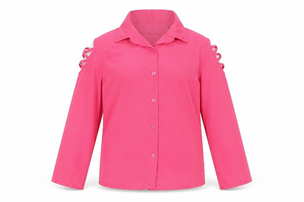 Primark Girls Pink  Polyester Basic Button-Up Size 9-10 Years