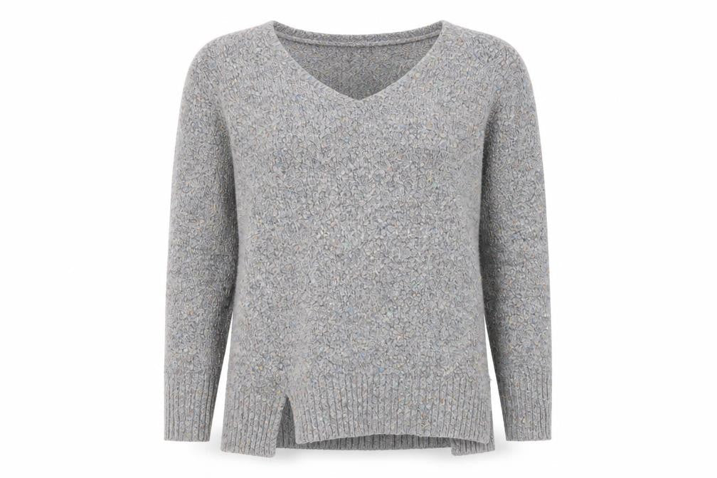 Matalan Womens Grey V-Neck  Acrylic Pullover Jumper Size M