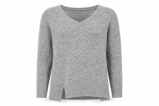 Matalan Womens Grey V-Neck  Acrylic Pullover Jumper Size M