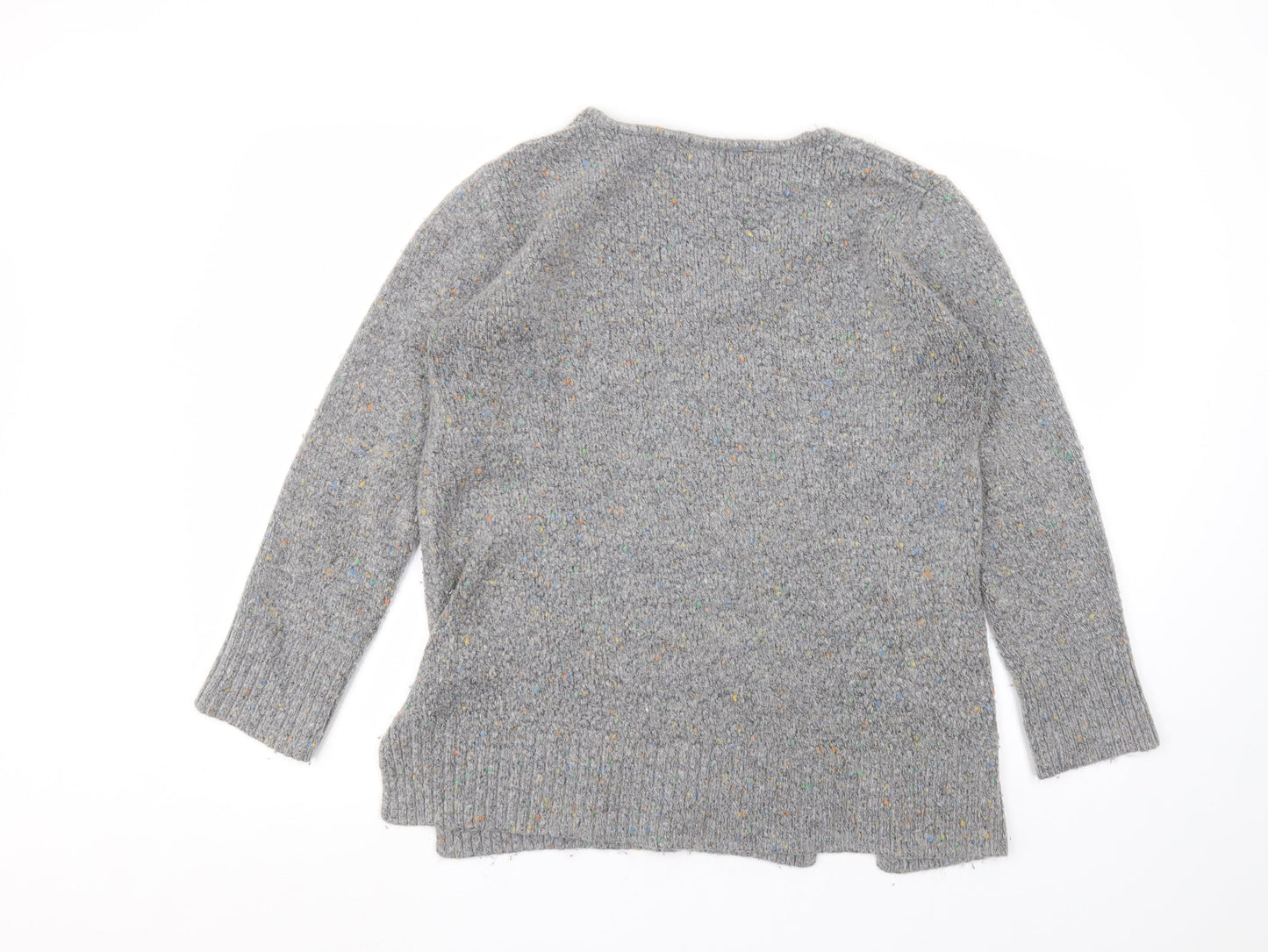 Matalan Womens Grey V-Neck  Acrylic Pullover Jumper Size M