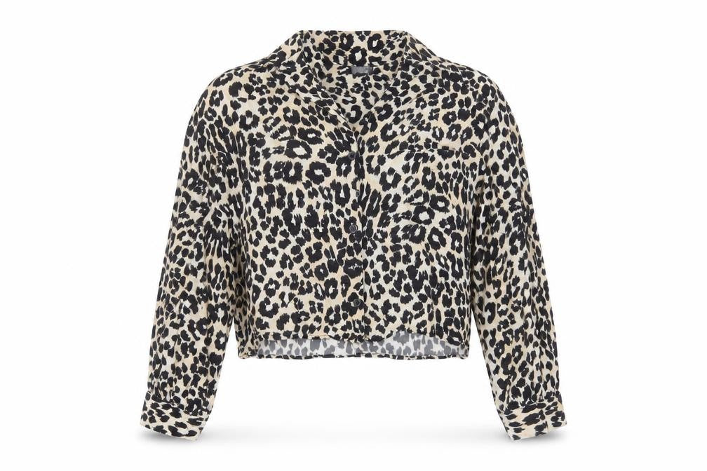 Topshop Womens Brown Animal Print Viscose Basic Button-Up Size 10