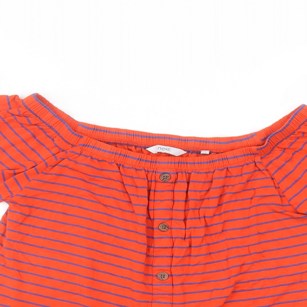 NEXT Womens Red Striped Viscose Basic T-Shirt Size 8