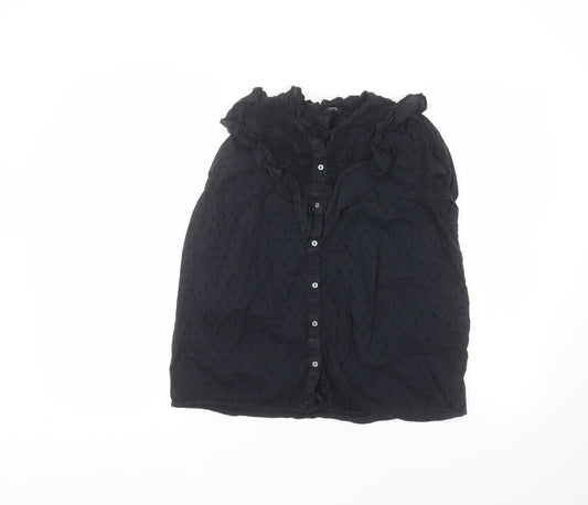 George Womens Blue  Cotton Basic Button-Up Size 10