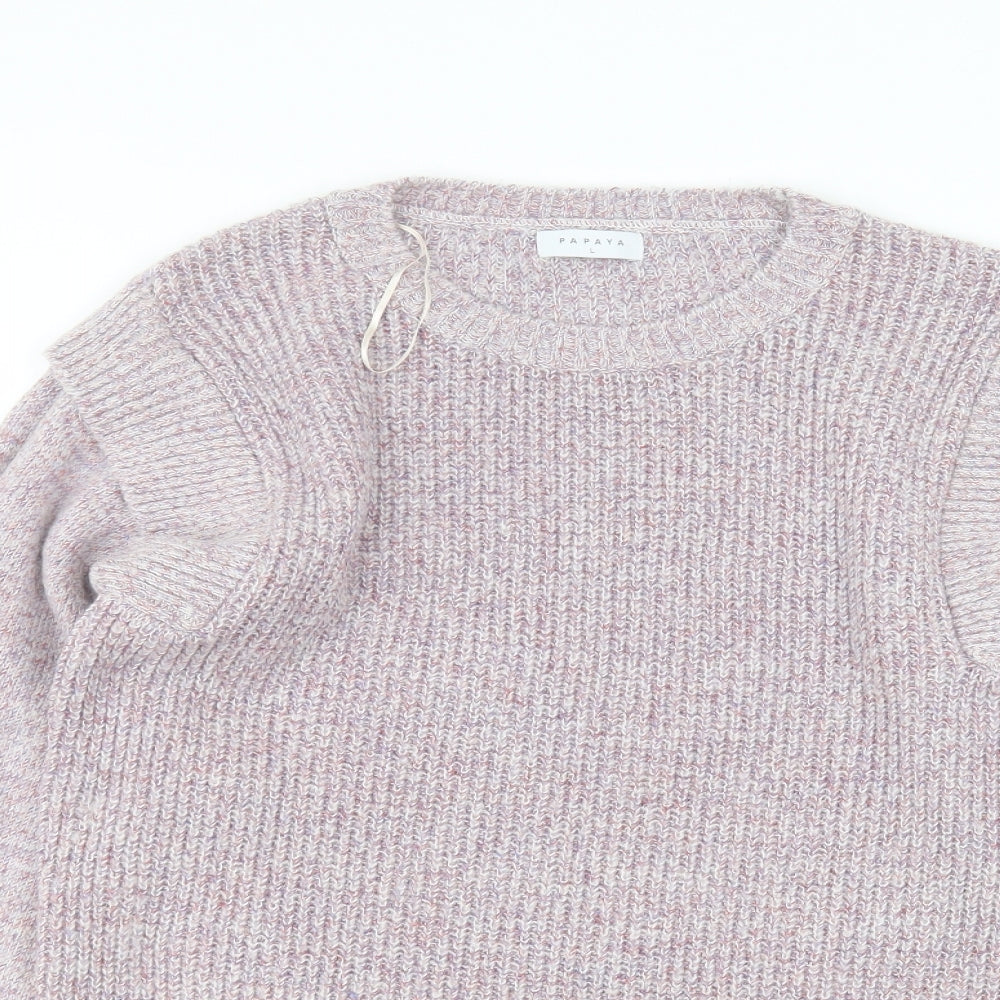 Matalan Womens Purple Round Neck  Acrylic Pullover Jumper Size L