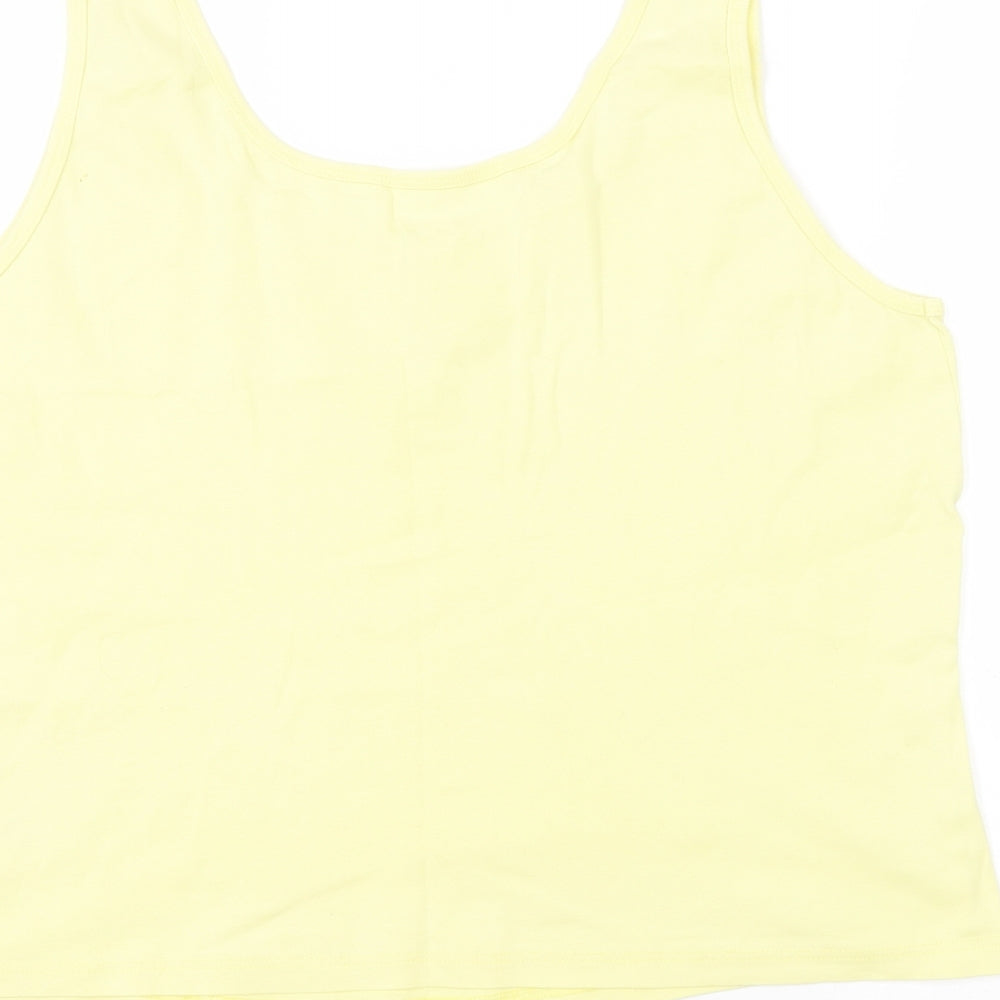 BHS Womens Yellow  Cotton Basic Tank Size 20 Round Neck
