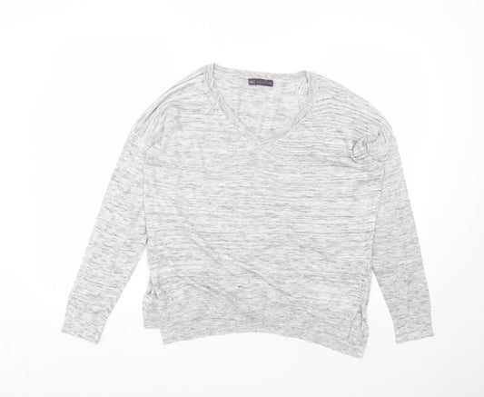 Marks and Spencer Womens Grey  Polyester Basic T-Shirt Size 14 Round Neck