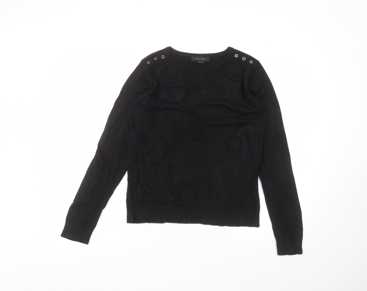 Atmosphere Womens Black  Acrylic Basic T-Shirt Size 10 Round Neck