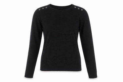 Atmosphere Womens Black  Acrylic Basic T-Shirt Size 10 Round Neck